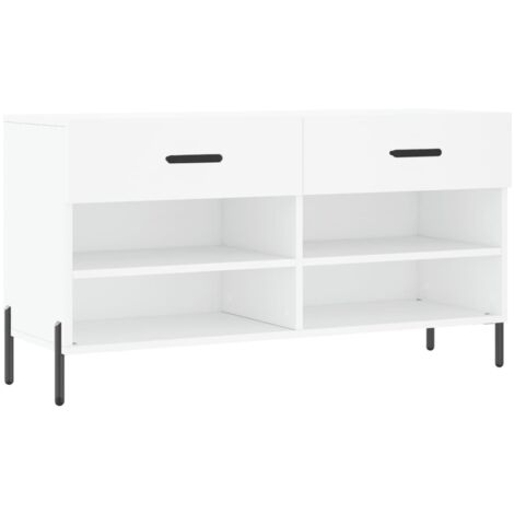Banc à chaussures blanc 102x35x55 bois d'ingénierie (1/5)