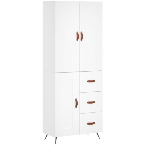 Buffet haut Blanc 69,5x34x180 Bois d'ingénierie (1/5)