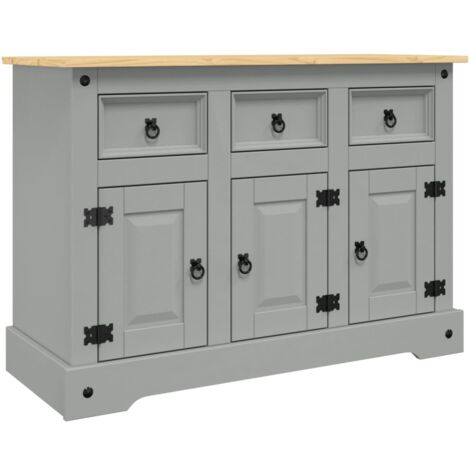 Buffet Corona gris 112x43x78 bois massif pin mexicain (1/5)