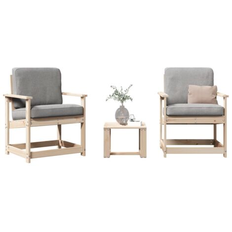 Salon de jardin 3 pcs bois massif de pin (1/5)