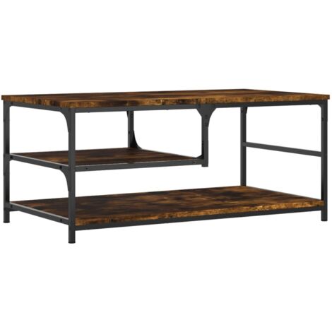 Table basse chêne fumé 90x49x40 bois d'ingénierie (1/5)