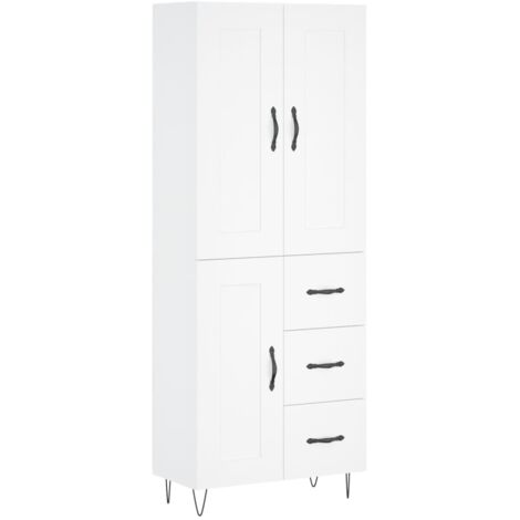 Buffet haut Blanc 69,5x34x180 Bois d'ingénierie (1/5)