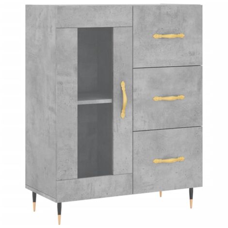 Buffet gris béton 69,5x34x90 bois d'ingénierie (1/5)