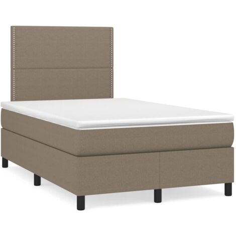 Sommier à lattes de lit matelas et LED taupe 120x190 tissu (1/5)