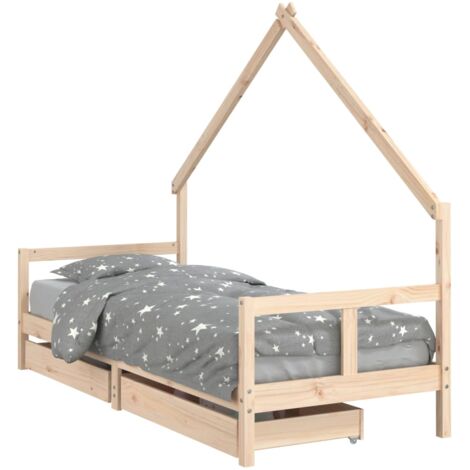 Cadre de lit pour enfants gris 80x200 bois de pin massif (1/5)