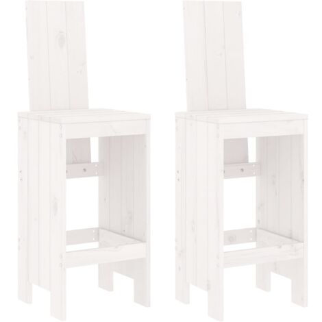 Tabourets de bar 2 pcs blanc 40x42x120 bois massif de pin (1/5)
