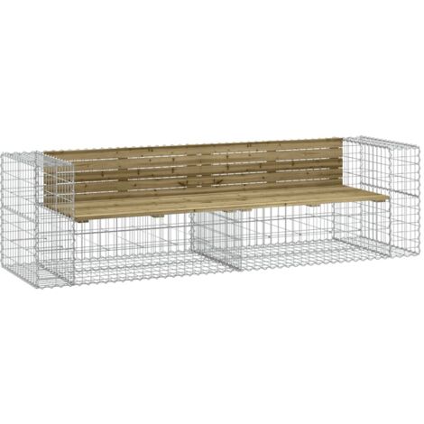 Banc de jardin design gabion 244x71x65,5 bois de pin imprégné (1/5)