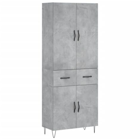 Buffet haut Gris béton 69,5x34x180 Bois d'ingénierie (1/5)