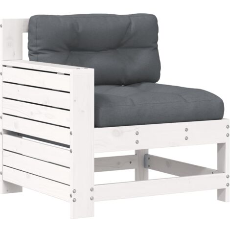 Canapé de jardin accoudoir et coussin blanc bois massif de pin (1/5)