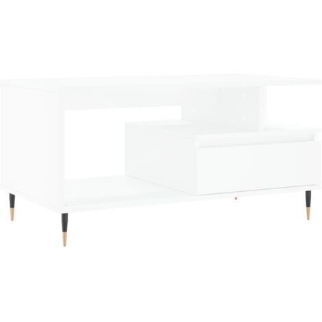 Table basse Blanc 90x49x45 Bois d'ingénierie (1/5)