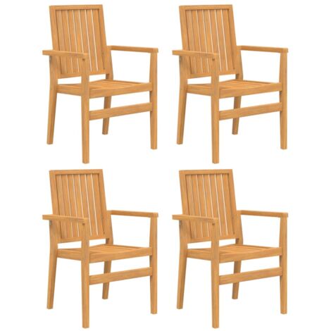 Chaises de jardin empilables lot de 4 56,5x57,5x91 bois teck (1/5)