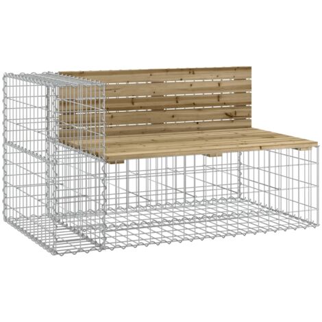 Banc de jardin design gabion 122x71x65,5 bois de pin imprégné (1/5)