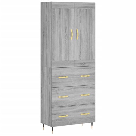 Buffet haut Sonoma gris 69,5x34x180 Bois d'ingénierie (1/5)