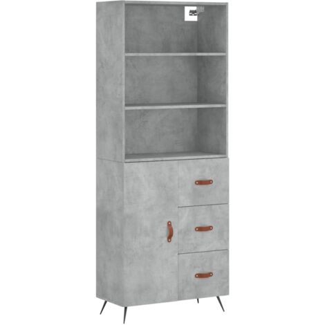 Buffet haut Gris béton 69,5x34x180 Bois d'ingénierie (1/5)