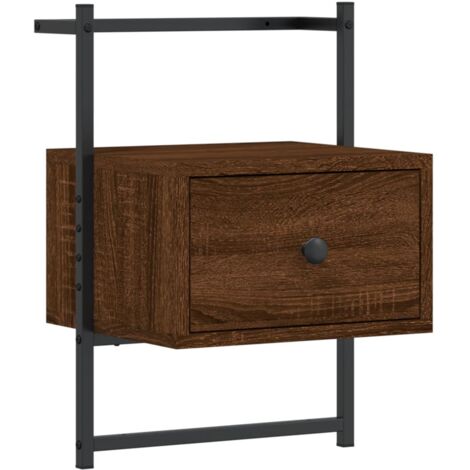 Table de chevet murale chêne brun 35x30x51 bois d'ingénierie (1/5)