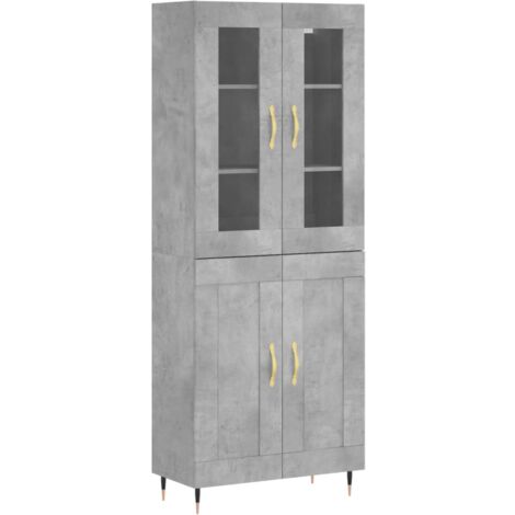 Buffet haut Gris béton 69,5x34x180 Bois d'ingénierie (1/5)