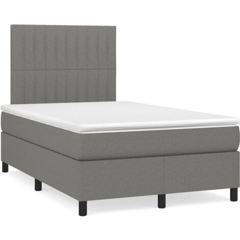 Sommier à lattes de lit matelas LED gris foncé 120x190 tissu (1/5)