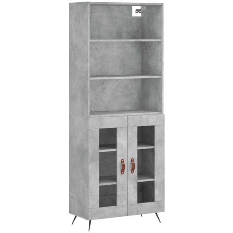 Buffet haut Gris béton 69,5x34x180 Bois d'ingénierie (1/5)