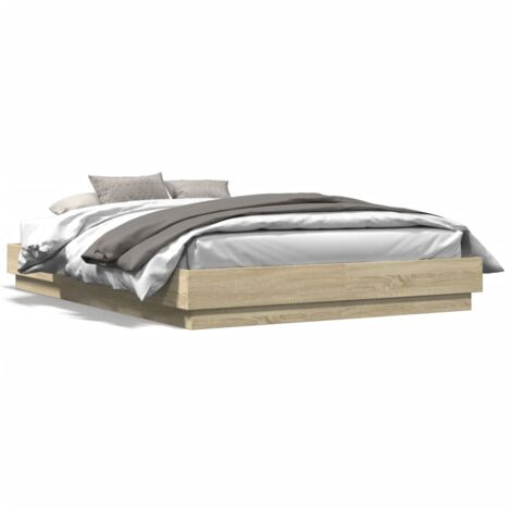 Cadre de lit avec lumières LED chêne sonoma 160x200 (1/5)