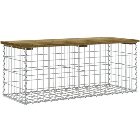 Banc de jardin design gabion 103x44x42 bois de pin imprégné (1/5)