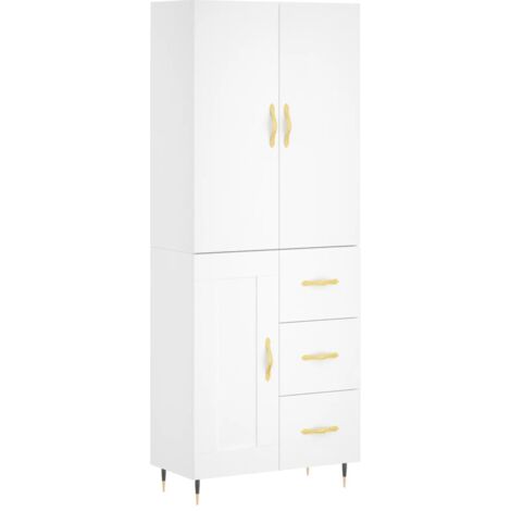 Buffet haut Blanc 69,5x34x180 Bois d'ingénierie (1/5)