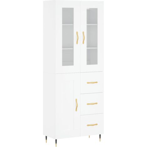 Buffet haut Blanc 69,5x34x180 Bois d'ingénierie (1/5)