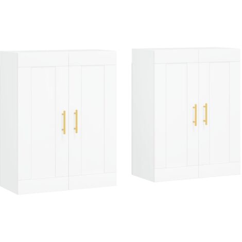 Armoires murales 2 pcs blanc bois d'ingénierie (1/5)