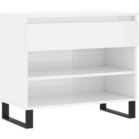 Armoire à chaussure Blanc brillant 70x36x60 Bois ingénierie (1/5)