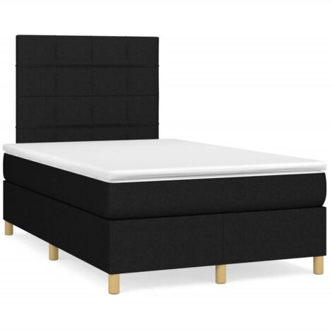 Sommier à lattes de lit matelas et LED noir 120x190 tissu (1/5)