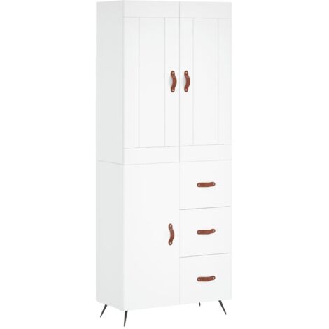 Buffet haut Blanc 69,5x34x180 Bois d'ingénierie (1/5)