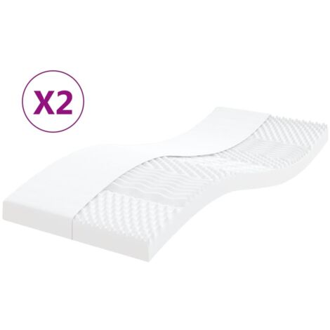 Matelas en mousse 2 pcs blanc 90x200 7 zones dureté 20 ILD (1/5)