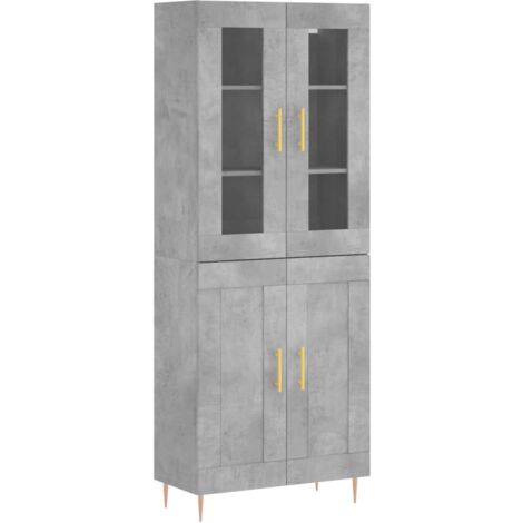 Buffet haut Gris béton 69,5x34x180 Bois d'ingénierie (1/5)