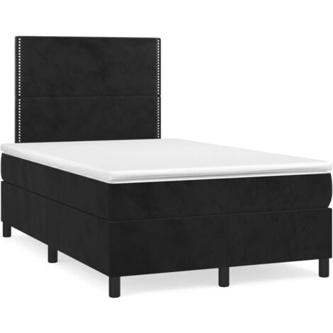 Sommier à lattes de lit et matelas LED noir 120x190 velours (1/5)