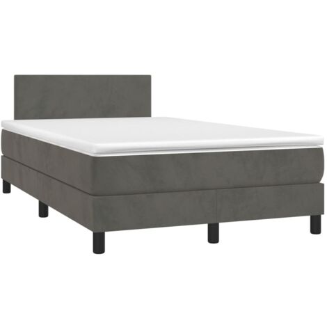 Sommier à lattes de lit avec matelas LED gris foncé 120x190 (1/5)