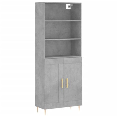 Buffet haut Gris béton 69,5x34x180 Bois d'ingénierie (1/5)