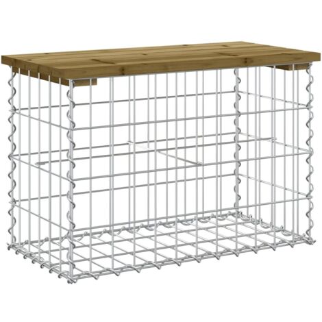 Banc de jardin design gabion 63x31,5x42 bois de pin imprégné (1/5)