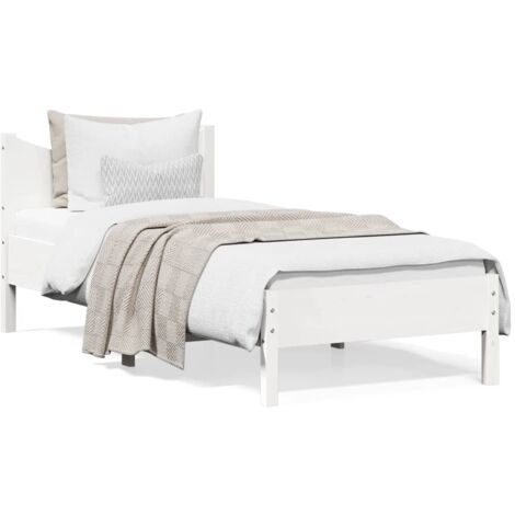 Cadre de lit Blanc 75x190 Bois de pin massif (1/5)