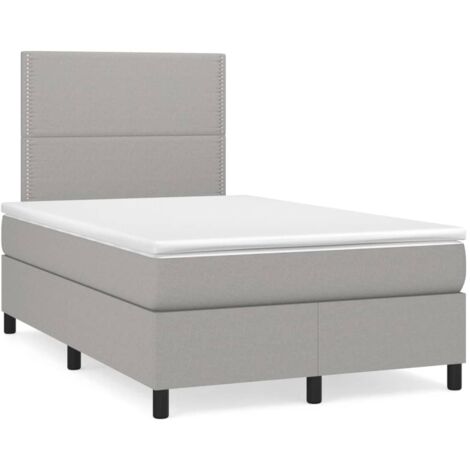 Sommier à lattes de lit matelas LED gris clair 120x190 tissu (1/5)