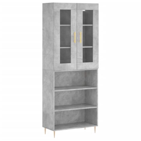 Buffet haut Gris béton 69,5x34x180 Bois d'ingénierie (1/5)
