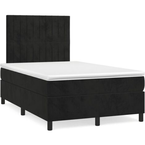 Sommier à lattes de lit et matelas LED noir 120x190 velours (1/5)