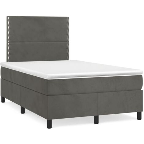 Sommier à lattes de lit avec matelas LED gris foncé 120x190 (1/5)