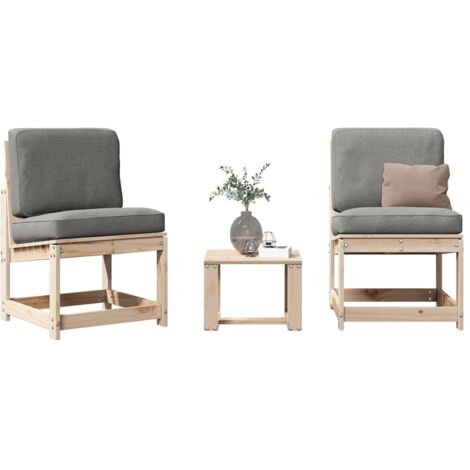 Salon de jardin 3 pcs bois massif de pin (1/5)