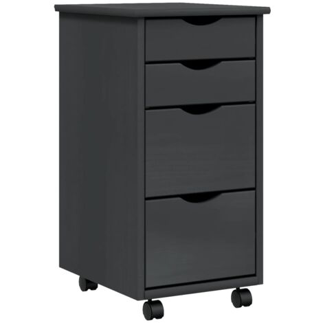 Armoire roulante avec tiroirs MOSS gris bois de pin solide (1/5)