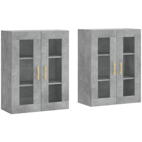 Armoires murales 2 pcs gris béton bois d'ingénierie (1/5)
