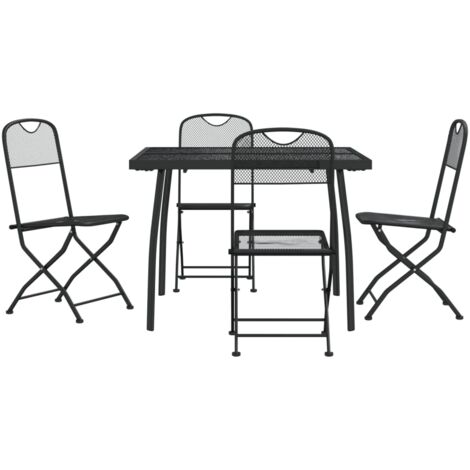 Ensemble à manger de jardin 5 pcs anthracite métal maille (1/5)