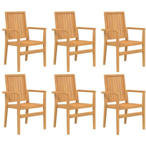 Chaises de jardin empilables lot de 6 56,5x57,5x91 bois teck (1/5)