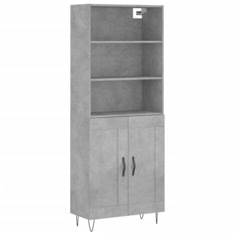 Buffet haut Gris béton 69,5x34x180 Bois d'ingénierie (1/5)
