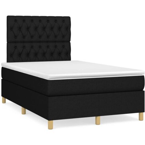Sommier à lattes de lit matelas et LED noir 120x190 tissu (1/5)