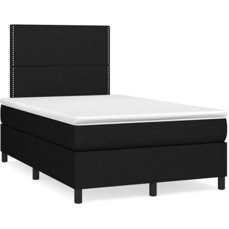 Sommier à lattes de lit matelas et LED noir 120x190 tissu (1/5)