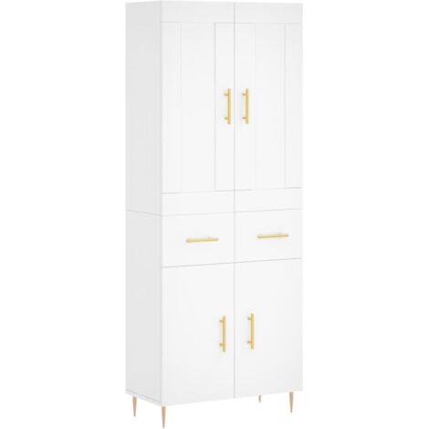 Buffet haut Blanc 69,5x34x180 Bois d'ingénierie (1/5)
